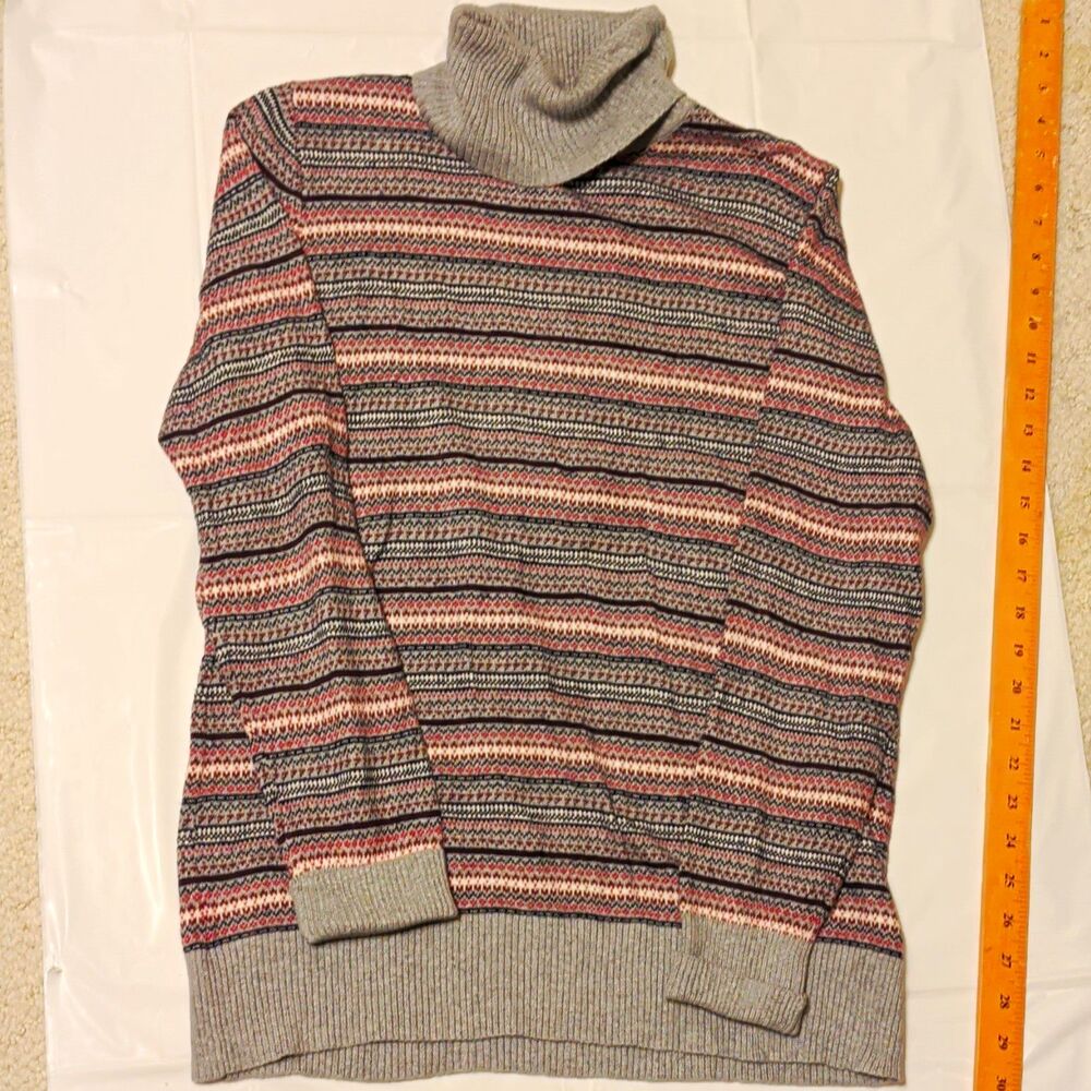 L.L.Bean Fair Isle Turtleneck Knit Pullover Sweater Women's M retro aesthetic
